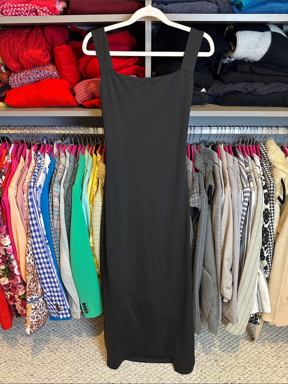 Oder black sleeveless square neckline open back bow detail maxi dress XS NWT